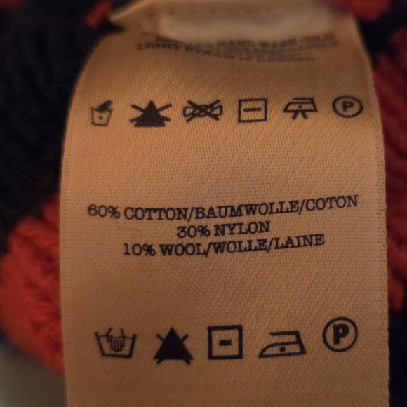 Lands End Canvas Womens Navy Blue & Red Striped Cableknit Sweater Size Medium - Picture 5 of 5